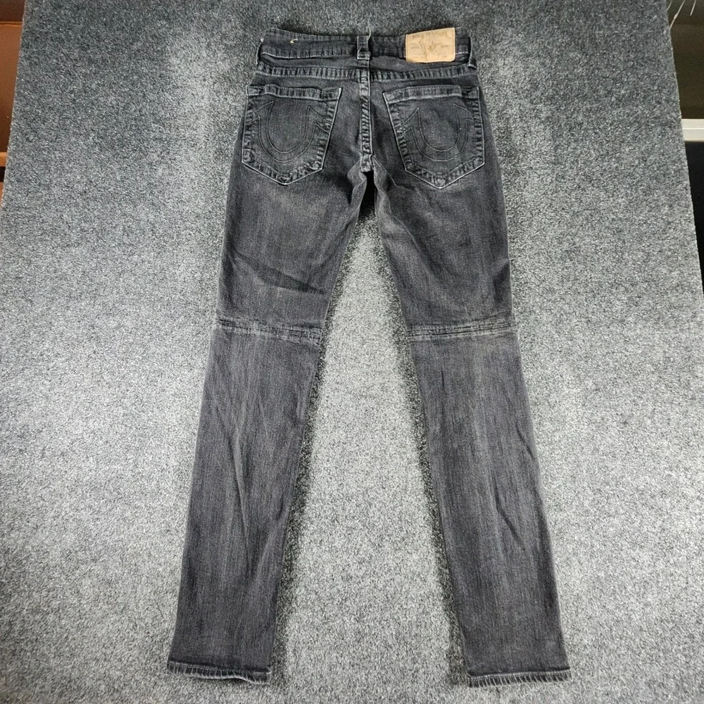 True Religion Mens Skinny Moto DK Black Jeans Size 29 Biker Denim